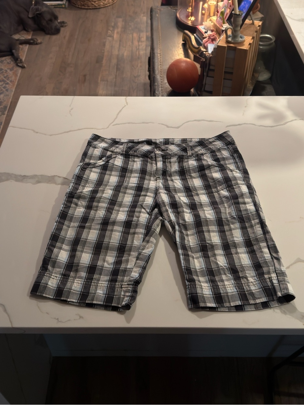 Prana Black and White Plaid Women's Bermuda Shorts